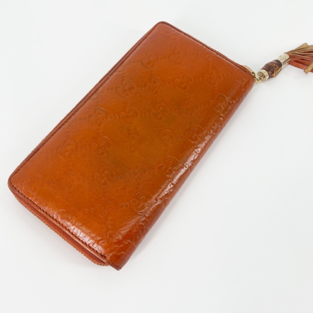 Gucci Tan Guccisima Leather Bamboo Tassel Long Zippy Wallet - Picture 4 of 12